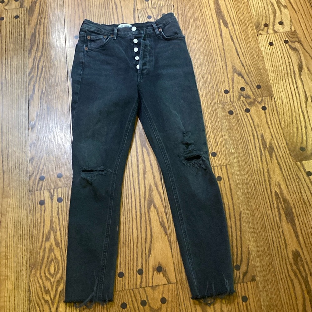 Agolde Nico black distressed jeans sz 24